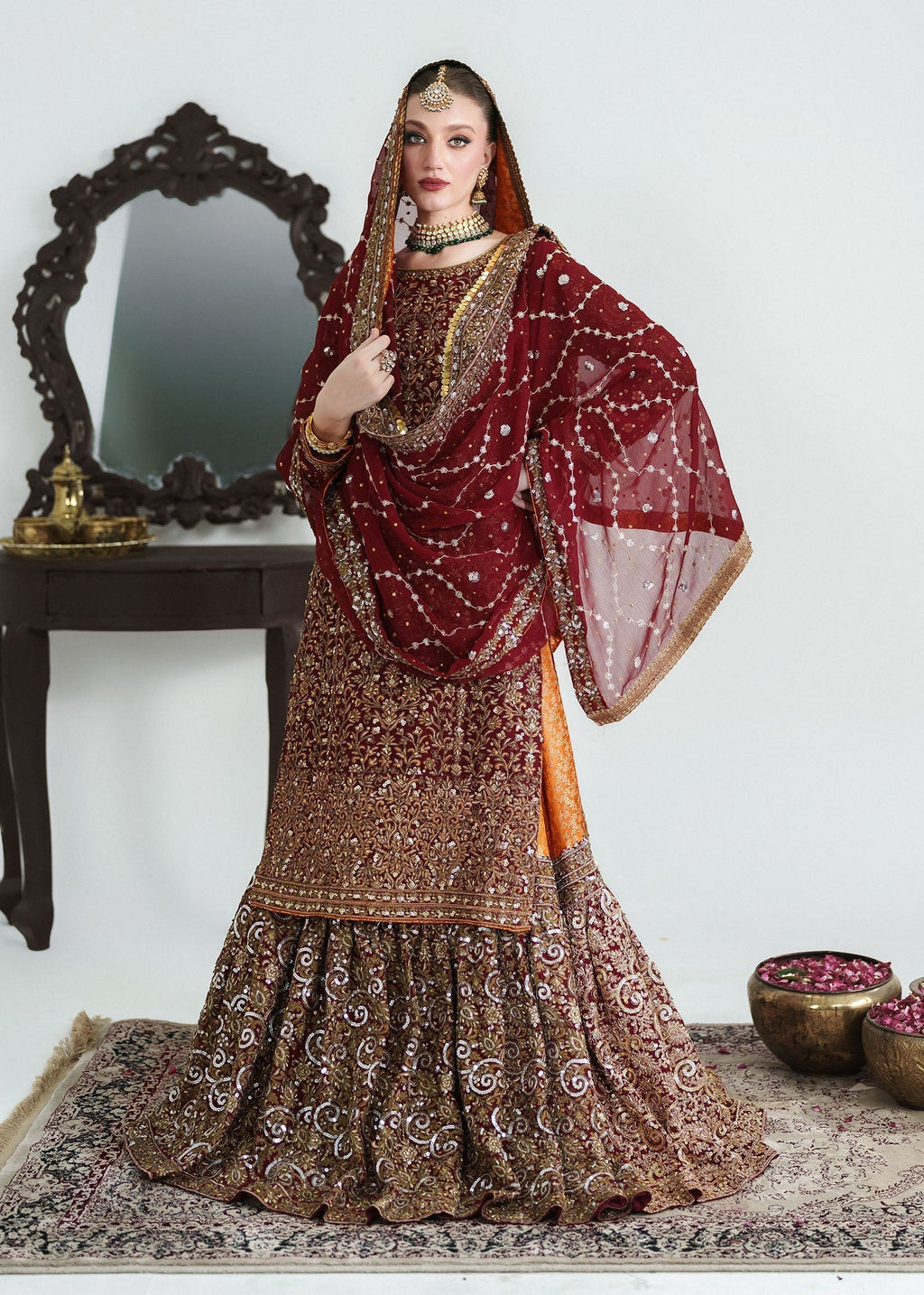 Pk chiffon Lehenga in Red