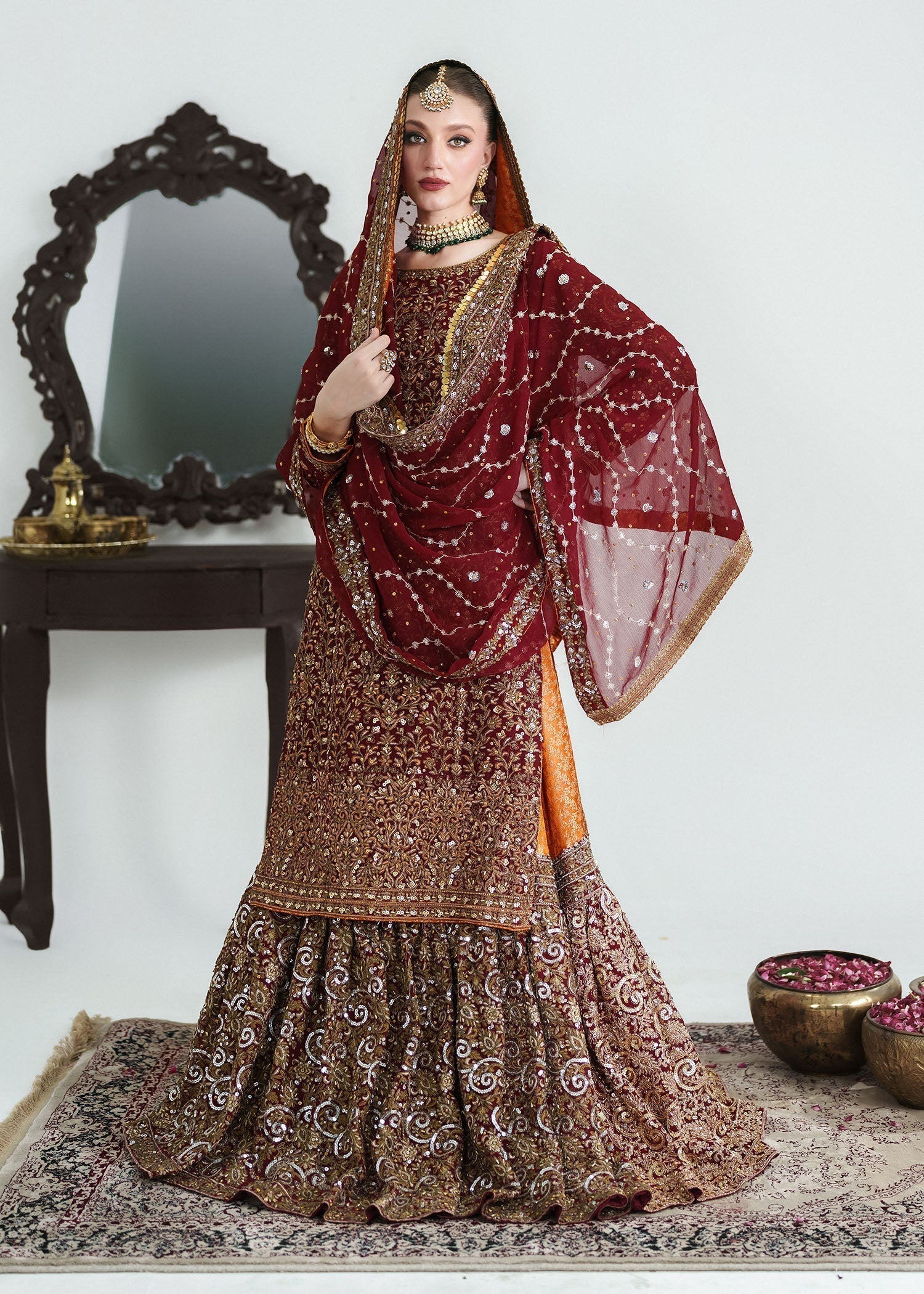 Pk chiffon Lehenga in Red