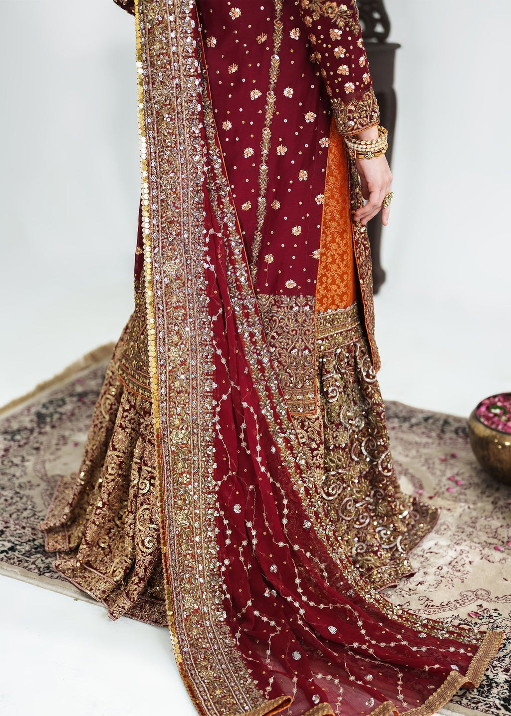 Pk chiffon Lehenga in Red