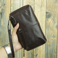 Men's Genuine Leather Long Wallet - Deef Coffee