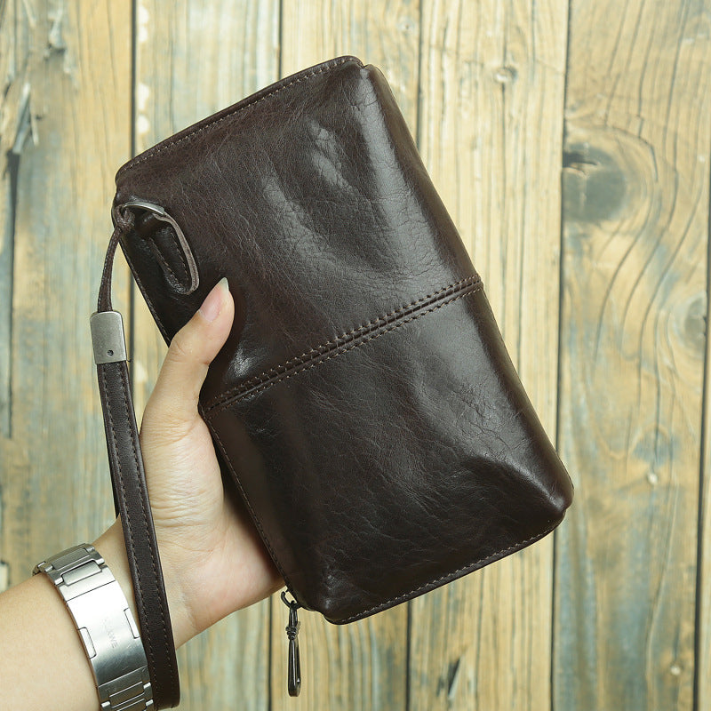 Men's Genuine Leather Long Wallet - Deef Coffee