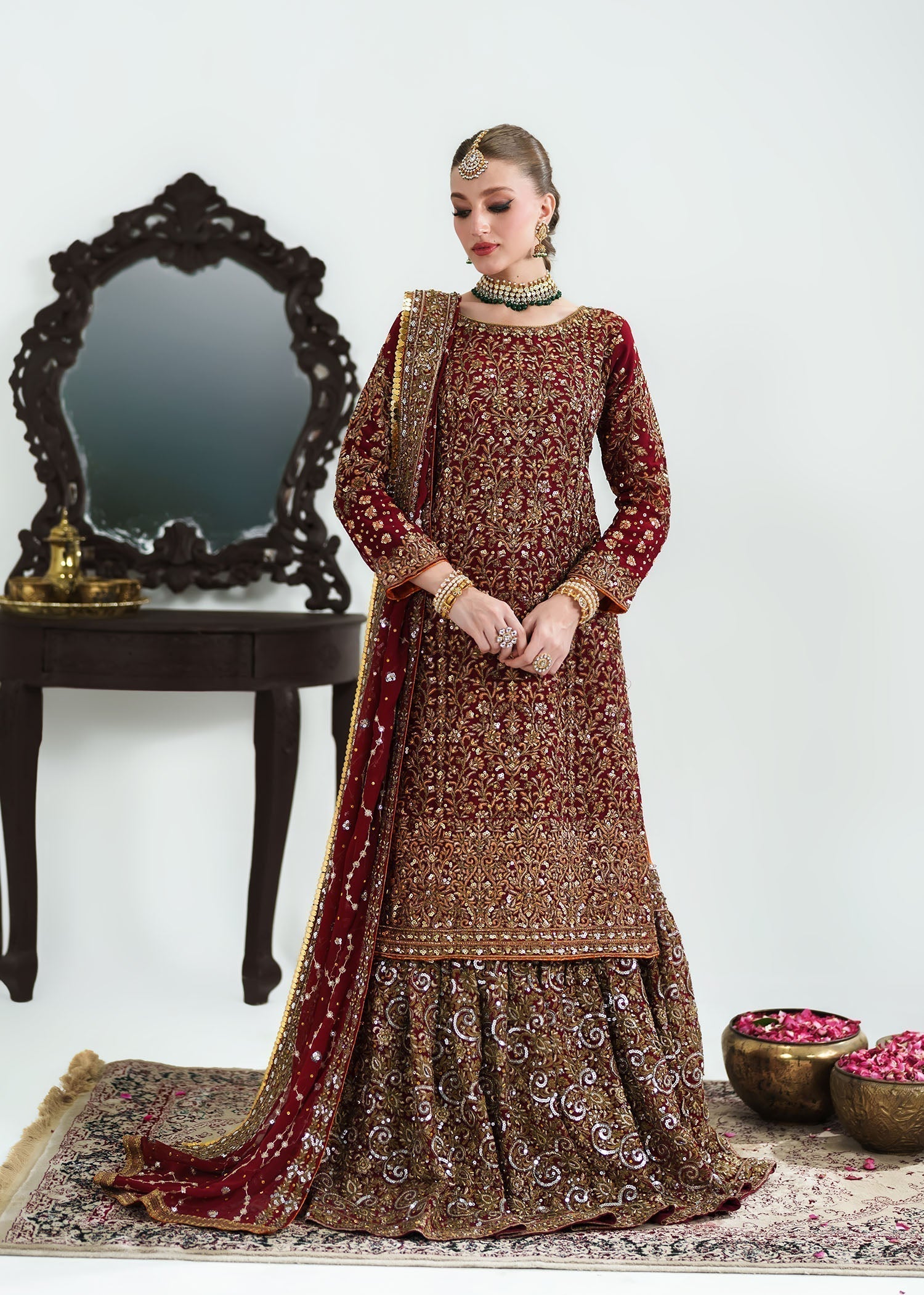 Pk chiffon Lehenga in Red