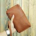 Men's Genuine Leather Long Wallet - Brown