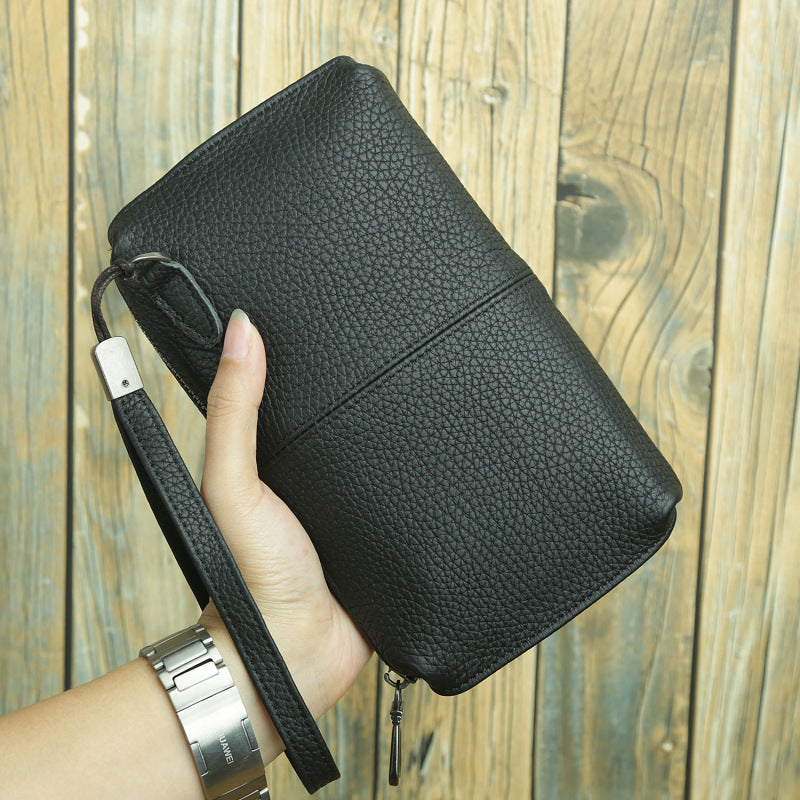 Men's Genuine Leather Long Wallet - Black