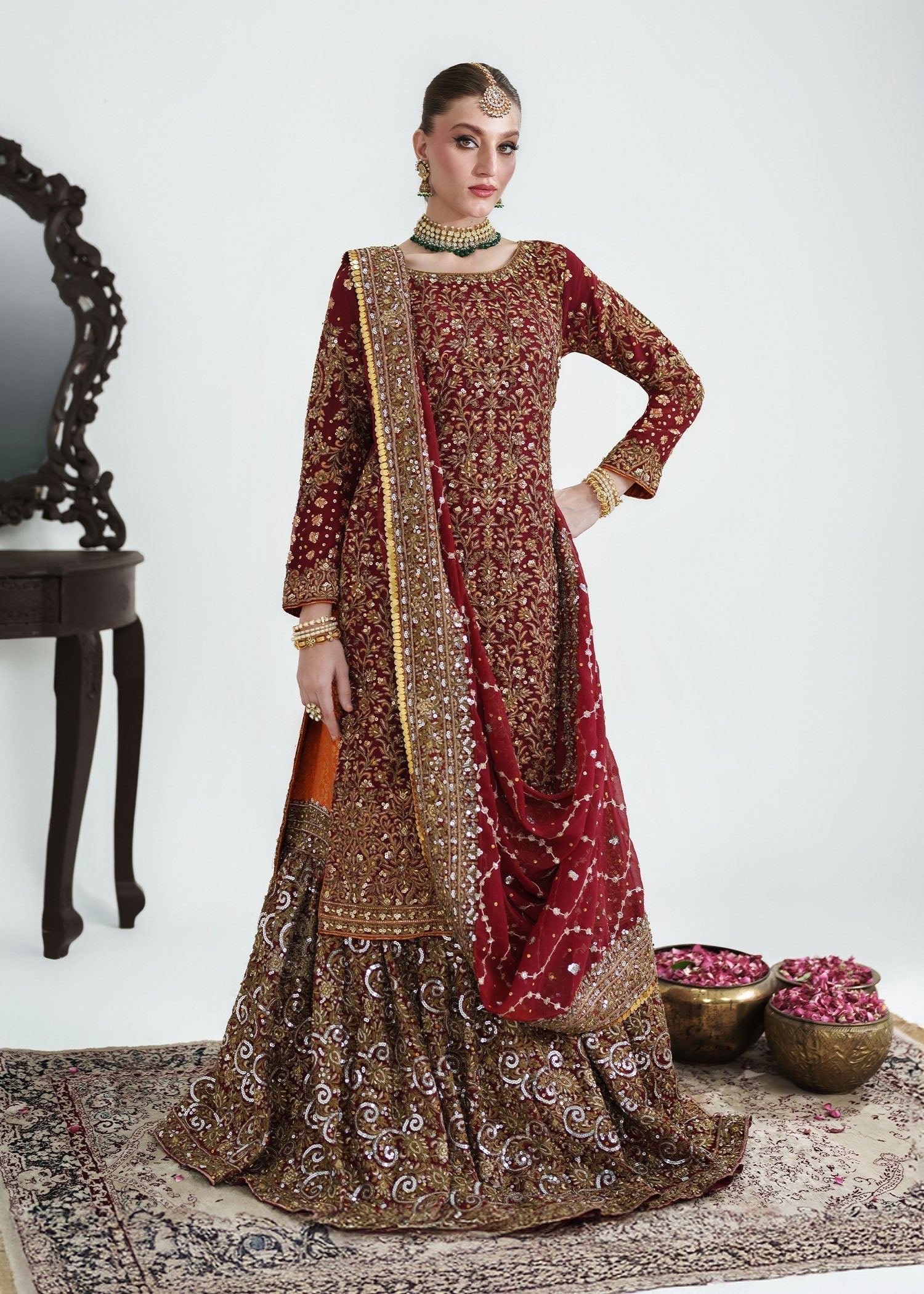 Pk chiffon Lehenga in Red